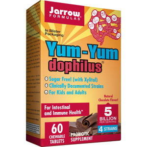 Jarrow Formulas Jarrow Yum-Yum Dophilus 5 milard organismů (Probiotika pro děti), Čokoláda, 60 žvýkacích pastilek
