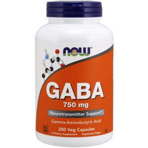NOW® Foods NOW GABA (kyselina gaba aminomaslová), 750 mg, 200 rastlinných kapsúl