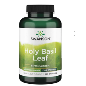 Swanson Holy Basil Leaf - bazalka indická, 800 mg, 120 kapsúl