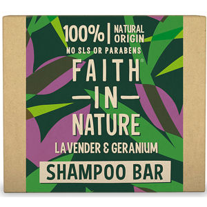 Faith in Nature - Tuhý šampon Levandule a Pelargonie, 85g