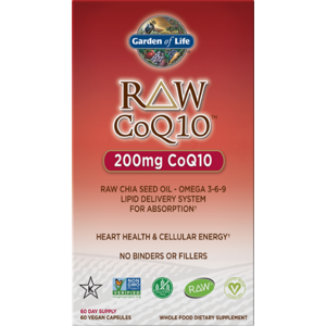 Garden of Life RAW CoQ10, koenzým Q10, 200 mg, 60 kapsúl
