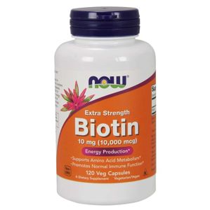 NOW® Foods NOW Biotin, 10 mg Extra Strength, 120 rastlinných kapsúl