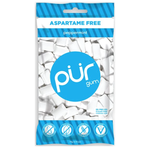 PÜR přírodní žvýkačky bez Aspartamu, Máta peprná, 55ks