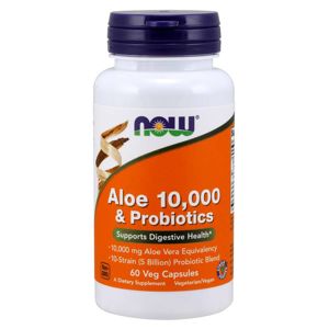 NOW® Foods NOW Aloe 10000 & Probiotics (aloe vera s probiotikami), 60 rastlinných kapsúl