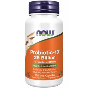 NOW® Foods NOW Probiotic-10, probiotiká, 25 miliárd CFU, 10 kmeňov, 100 rastlinných kapsúl