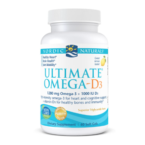 Nordic Naturals Ultimate Omega 1280 mg s vitamínom D, Citrón, 60 softgelových kapsúl