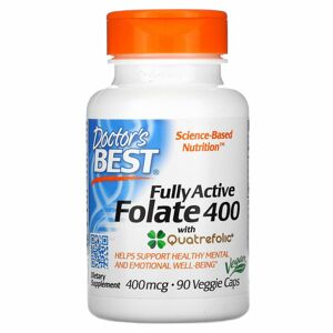 Doctor's Best Fully Active Folate 400 s Quatrefolic (kyselina listová), 400 mcg, 90 rastlinných kapsúl