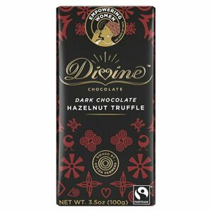 Divine Chocolate - Hořka čokoláda s lískovo-oříškovou náplní 41%, 90g Expirace 03/2022