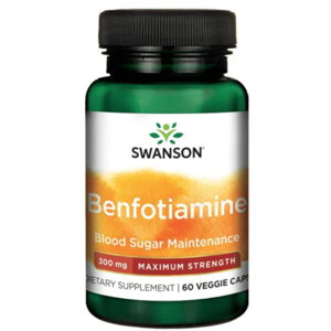Swanson Benfotiamine (vitamín B1), 300 mg, 60 rastlinných kapsúl