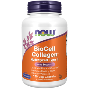 NOW® Foods NOW Biocell collgen hydrolyzed (hydrolyzovaný kolagén) II.typ, 120 rastlinných kapsúl