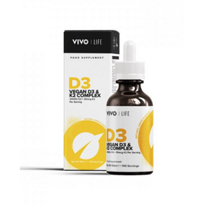 Vivo Life Vegan D3 & K2 Complex 2000 IU (vitamin D3 2000 IU & K2 25 mcg - vegan), 50 ml