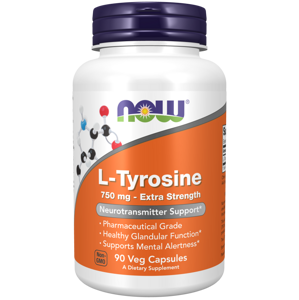 NOW® Foods NOW L-Tyrosine, 750 mg, 90 rostlinných kapslí