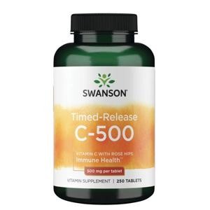 Swanson Vitamin C s postupným uvolňováním a extraktem z šípků, 500 mg, 250 tablet