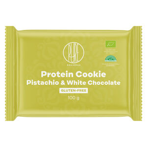 BrainMax Pure Protein Cookie - Pistácie & Biela čokoláda, BIO, 100 g Proteinová sušenka s pistáciemi a bílou čokoládou / *CZ-BIO-001 certifikát