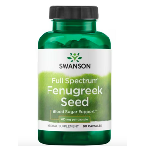 Swanson Fenugreek Seed, Pískavice řecké seno, 610 mg, 90 kapslí