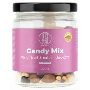 BrainMax Pure Candy Mix, Sladký mix orieškov a lyofilizovaných malín, 300 g Zmes orieškov v čokoláde a lyofilizovaných malín