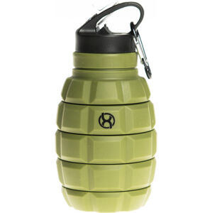 BrainMax Grenade bottle, skladacia silikónová fľaša na vodu, 580 ml Farba: Vojensky zelená