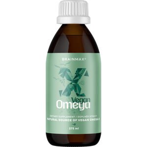 BrainMax Vegan Omega 3, 2850 mg DHA & EPA, 275 ml Najčistejší zdroj Omega 3, MEGA dávka DHA, Polyfenolová ochrana, D3 & K2, 25 až 50 dávok, 100% VEGAN