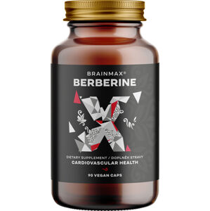 BrainMax Berberin 550 mg, 90 rastlinných kapsúl Prírodná bioaktívna látka pre podporu zdravia srdca, pečene, trávenia, močového a reprodukčného systému