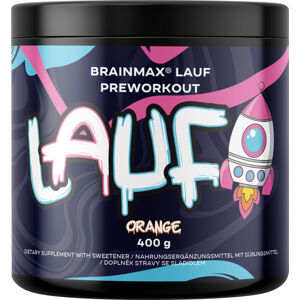 BrainMax LAUF Preworkout, s kofeinem, 400 g Príchuť: Červený pomeranč Predtréningovka pre podporu výkonu s kofeínom, STIM, doplnok stravy