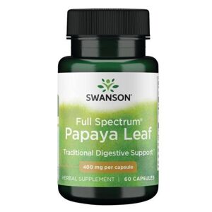 Swanson Papaya Leaf, List Papáji, 400 mg, 60 kapslí Výživový doplnok