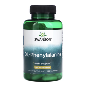 Swanson DL-Phenylalanine, fenylalanin, 500 mg, 100 kapslí Výživový doplnok