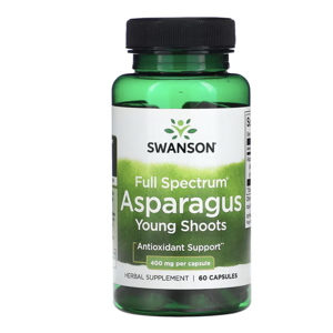 Swanson Full Spectrum Asparagus Young Shoots, chřest, 400 mg, 60 kapslí Výživový doplnok