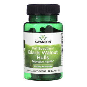 Swanson Full Spectrum Black Walnut Hulls, 500 mg, 60 kapslí Výživový doplnok