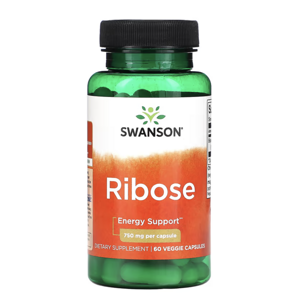Swanson Ribose, ribóza, 750 mg, 60 rostlinných kapslí Výživový doplnok