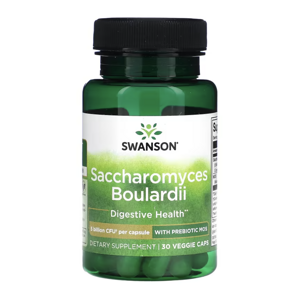 Swanson Saccharomyces Boulardii, probiotika s prebiotiky, 30 rostlinných kapslí Výživový doplnok