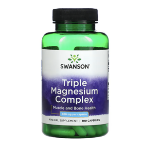 Swanson Triple magnesium Complex, 400 mg, 100 kapslí Výživový doplnok