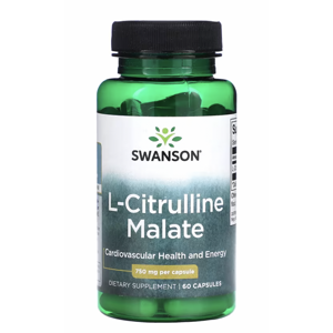Swanson L-Citrulline Malate, citrulin malát, 750 mg, 60 kapslí Výživový doplnok
