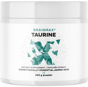 BrainMax Taurine Powder, Taurin v prášku, 300 g Aminokyselina podporujúca energiu, funkcie svalov, mozgu i srdca, 100 dávok