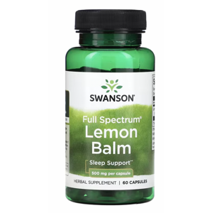 Swanson Full Spectrum Lemon Balm, meduňka lékařská, 500 mg, 60 kapslí Výživový doplnok
