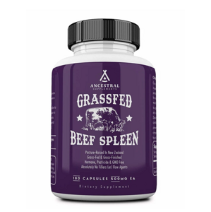 Ancestral Supplements Newtraceuticals, Grass-fed Beef Spleen, hovězí slezina, 180 kapslí, 30 dávek Výživový doplnok