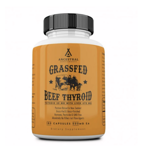 Ancestral Supplements Newtraceuticals, Grass-fed Thyroid, hovězí štítná žláza, 180 kapslí, 180 dávek Výživový doplnok