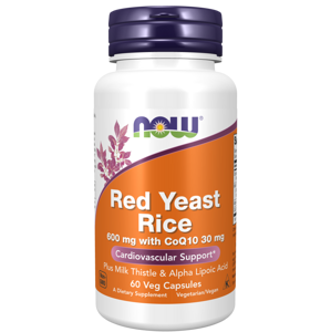 NOW® Foods NOW Red Yeast Rice & CoQ1O, Červená kvasnicová rýže s CoQ10, 600 mg, 60 rostlinných kapslí Výživový doplnok