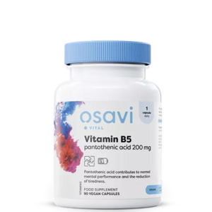 Osavi Vitamin B5, Kyselina pantothenová, 200 mg, 90 rostlinných kapslí Výživový doplnok