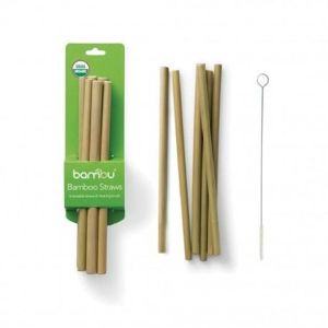 Bambusové slamky s kefkou - 6 ks