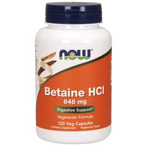 NOW® Foods NOW Betaine HCl, vegetariánsky, 648 mg, 120 rastlinných kapsúl