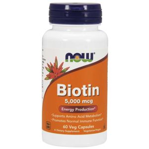 NOW® Foods NOW Biotin, 5000 ug, 60 rastlinných kapsúl