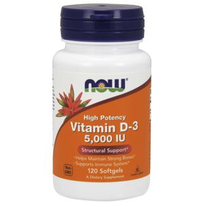 NOW® Foods NOW Vitamín D3, 5000 IU, 120 softgel kapsúl