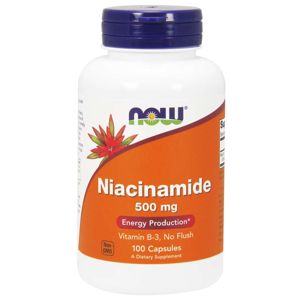 NOW® Foods NOW Vitamín B3 Nikotinamid (niacinamid), 500 mg, 100 kapsúl