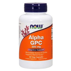 NOW® Foods NOW Alpha GPC (L-alfa-glyceryl fosforyl cholin), 300 mg, 60 rastlinných kapsúl