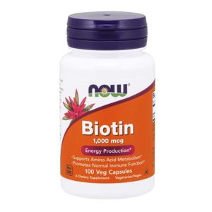 NOW® Foods NOW Biotin, 1000 ug, 100 rastlinných kapsúl