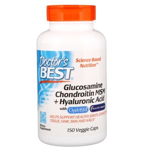 Doctor's Best Glucosamine Chondroitin MSM + Hyaluronic Acid (glukosamín + chondroitín + kyselina hyalurónová), 150 kapsúl