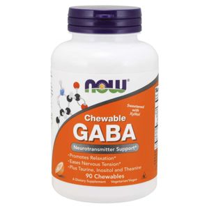 NOW® Foods NOW GABA 500 mg + Taurin, Inositol a L-Theanin (kyselina gama aminomaslová), 90 žuvacích kapsúl