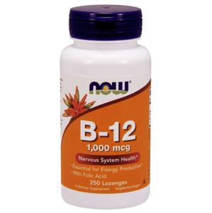 NOW® Foods NOW Vitamin B12 with Folic Acid (Vitamín B12 a Kyselina listová), 1000 mcg, 250 pastiliek