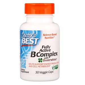 Doctor's Best Full Active B komplex, (vitamíny B a kyselina listová v aktivovaných formách) 30 rastlinných kapsúl