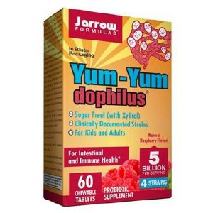 Jarrow Formulas Jarrow Yum-Yum Dophilus (Probiotika pro děti), Malina, 60 žvýkacích pastilek